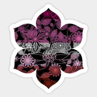 Flight Over Flowers of Fantasy - Lesbian Pride Flag Sticker